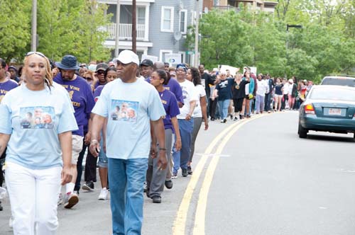More than 5,000 walkers – many of them families who have lost loved ones to violence – will participate on Sunday in the 17th Annual Mother’s Day Walk for Peace in Dorchester to pledge their commitment to peace and shine a light on the ongoing problem of gun violence in our communities. “For more than 17 years, the Louis D. Brown Peace Institute has been an ally to the City of Boston, working hard to make Boston’s neighborhoods safer,” says Mayor Thomas Menino. “Today, a commitment to peace is needed now more than ever.” A special section on the Walk is enclosed in today’s issue of the Reporter. Photo: Louis D. Brown Peace Institute